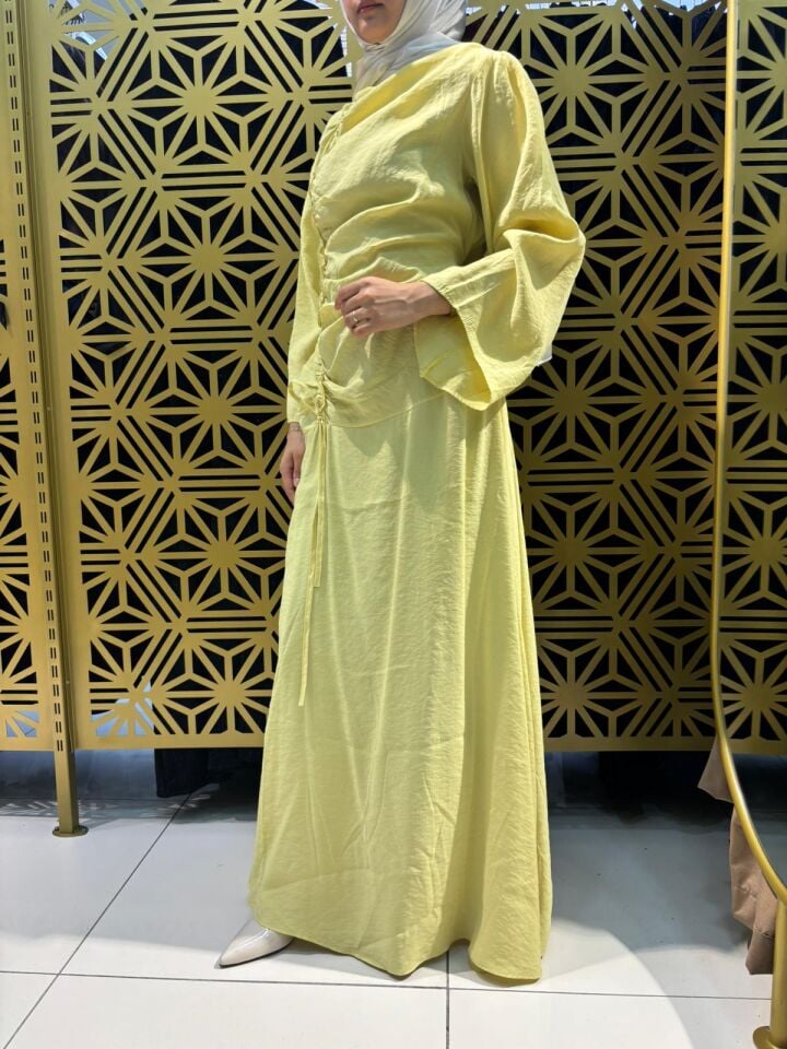 Yandan Büzgülü Elbise - Olive